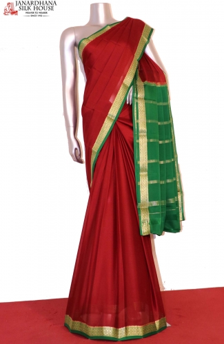 Contrast Classic Pure Mysore Crepe Silk Saree